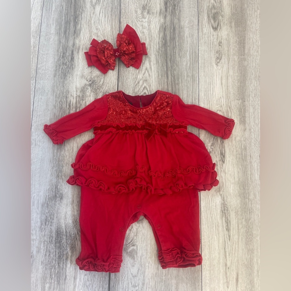 Isobella & Chloe 3 Month Beautiful Red Outfit With Bow